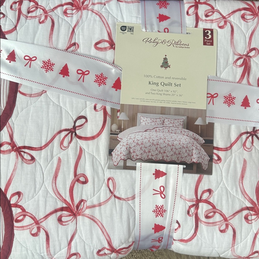 Quilt Set King Ruby and Ribbons - Picture 5 of 8